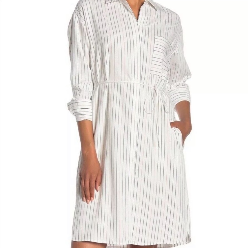 VINCE Women's Dress M Waist Tie Button Shirtdress
